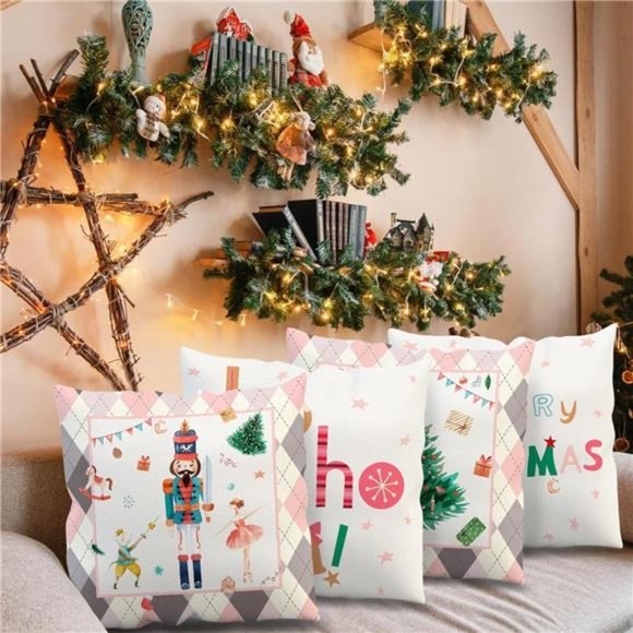 Set of 4 |  Christmas Throw Pillow Covers 18x18 Inches Christmas Decorations - Picture 8 of 8